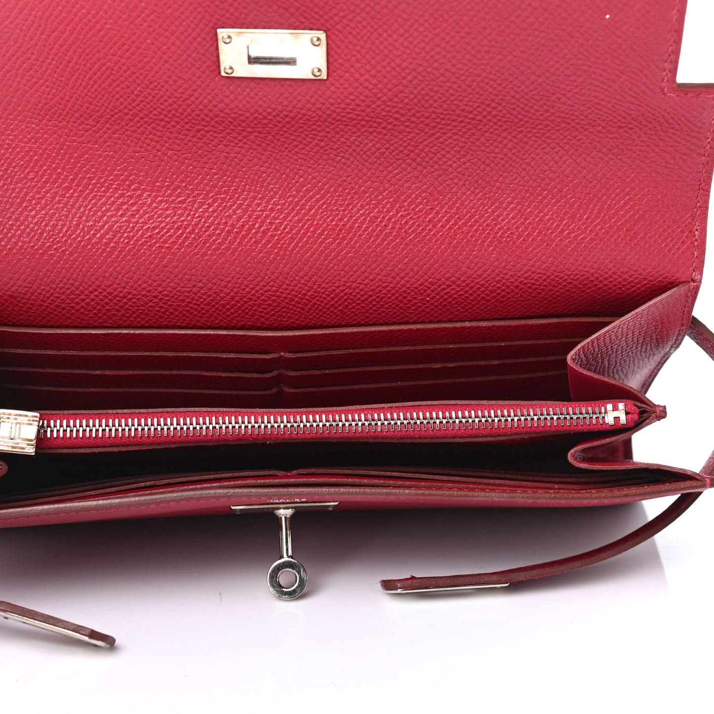 Epsom Kelly Longue Wallet Rouge Casaque
