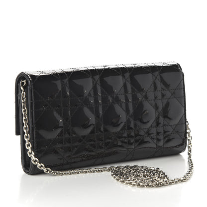 Christian Dior Patent Cannage Rendez-vous Chain Wallet Black 3 of 10