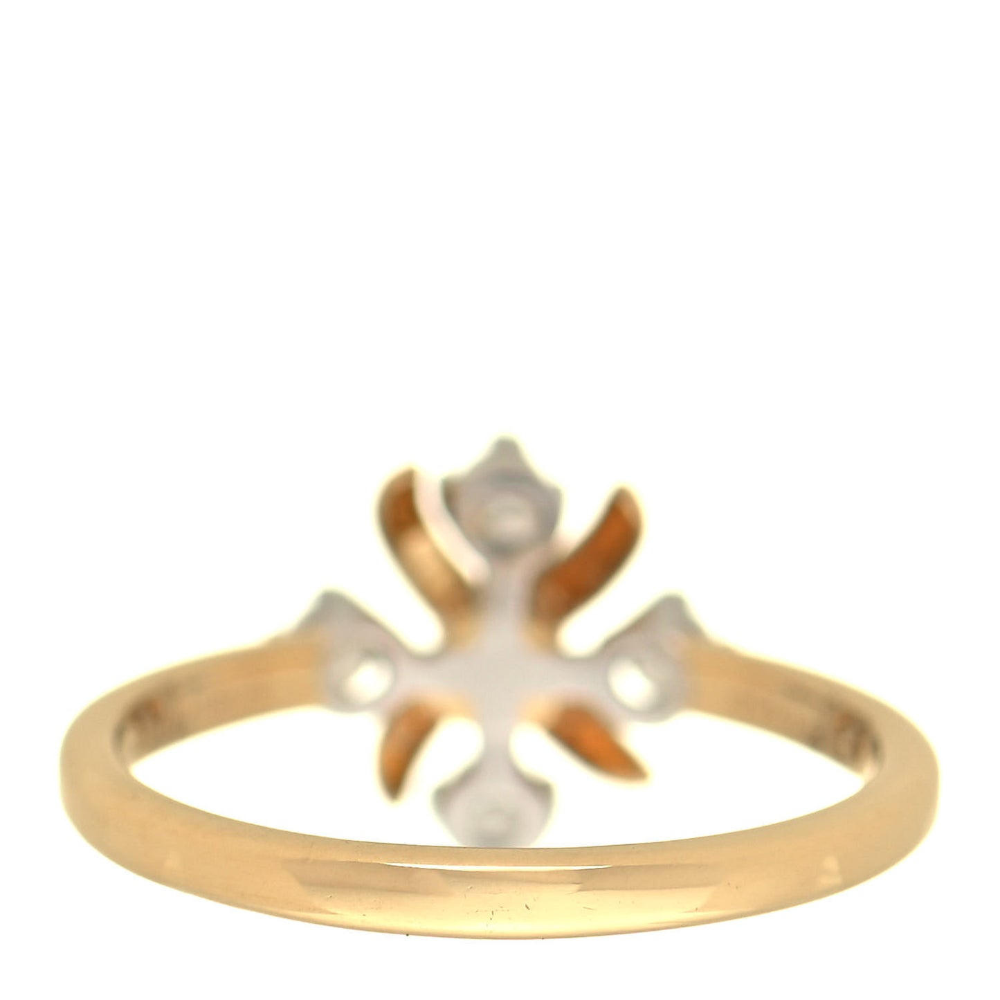 18K Yellow Gold Platinum Diamond Schlumberger Lynn Ring 54 6.75