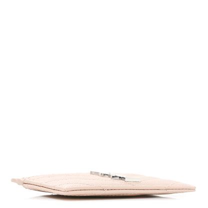 Saint Laurent Grain De Poudre Matelasse Chevron Monogram Credit Card Case Marble Pink 4 of 6