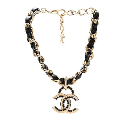 Chanel Metal Lambskin CC Choker Necklace Black Gold 3 of 6