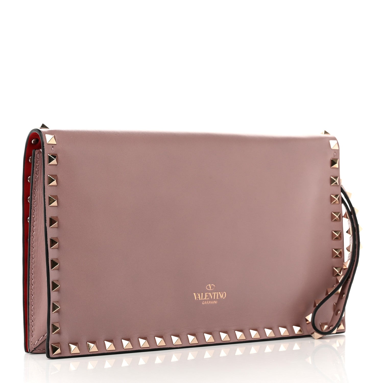 Valentino Garavani Nappa Rockstud Wristlet Clutch Poudre 3 of 6