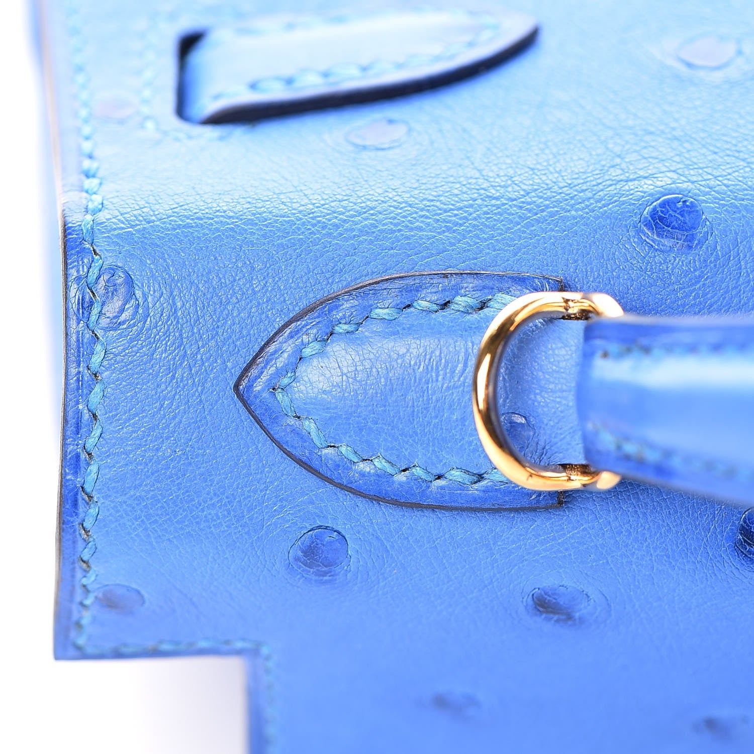 Hermes Ostrich Mini Kelly Sellier 20 Blueet 36 of 60