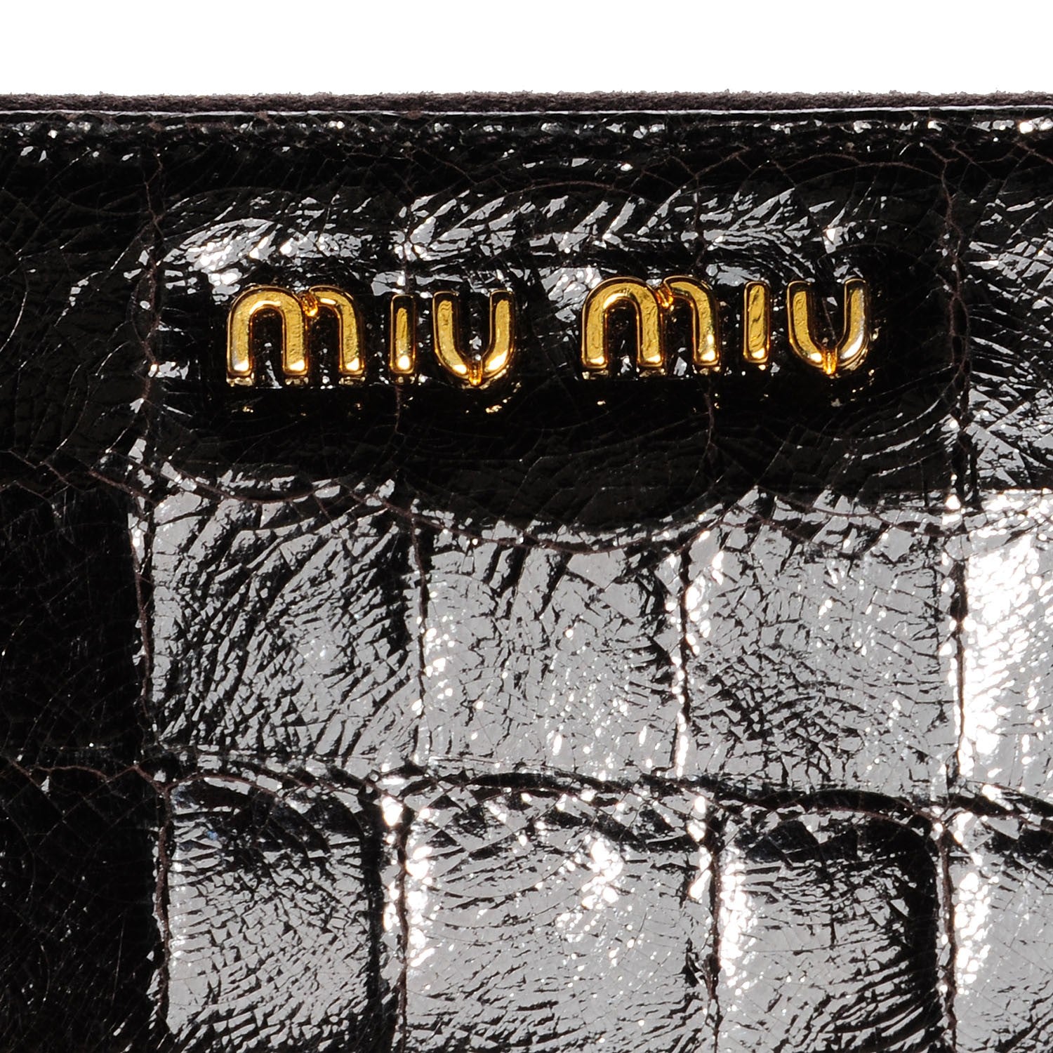 Miu Miu Patent Crocodile Embossed St Cocco Lux Zip Wallet Chocolate 8 of 8