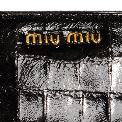 Miu Miu Patent Crocodile Embossed St Cocco Lux Zip Wallet Chocolate 8 of 8