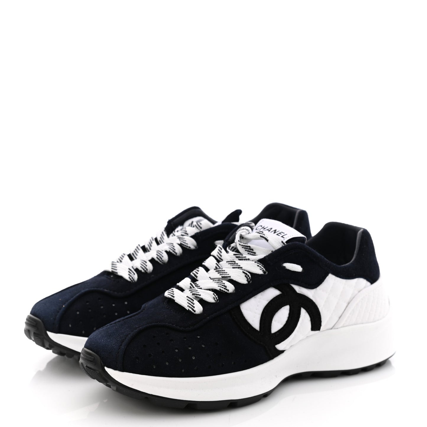 Suede Perforated Womens CC Sneakers 35.5 Black White