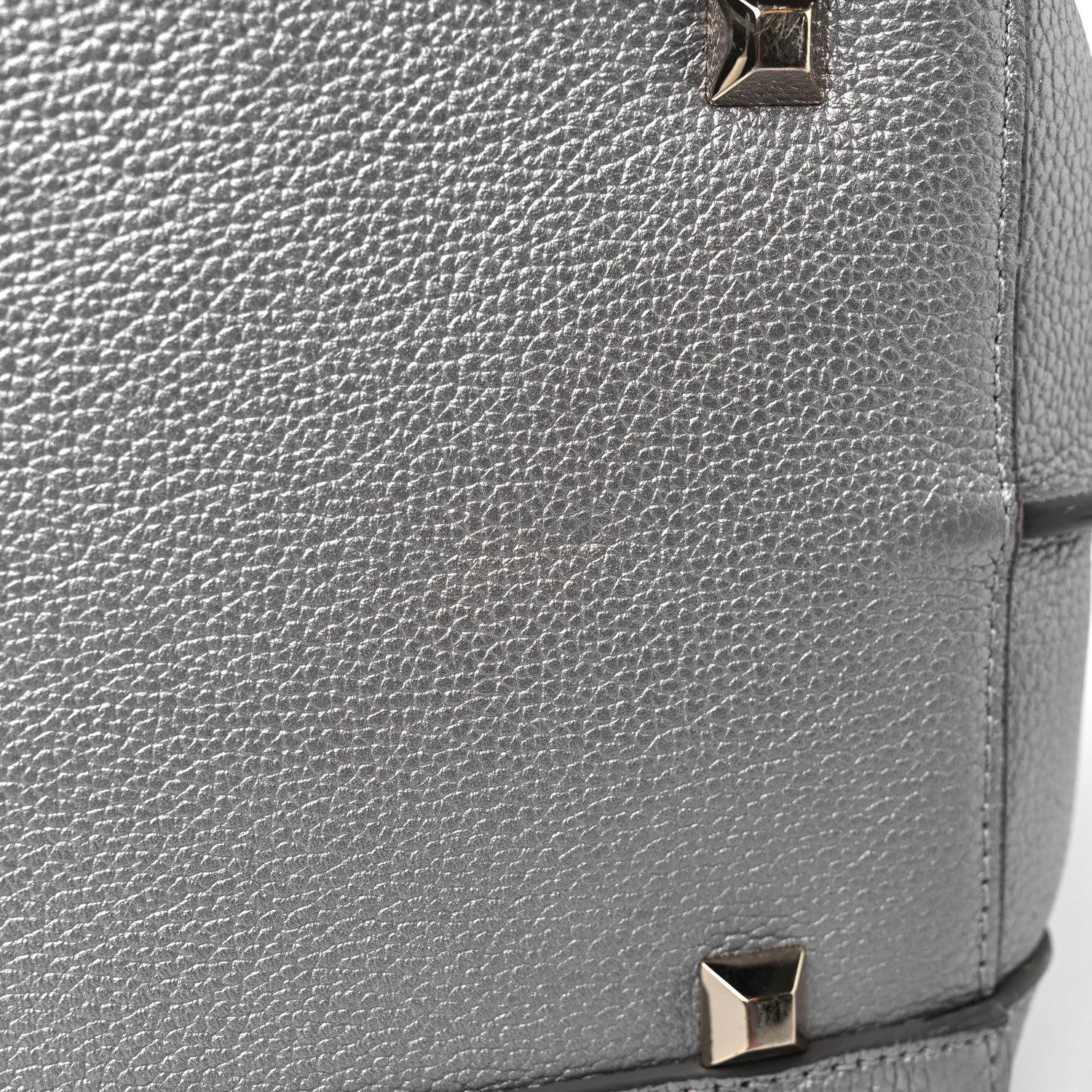 MCM Metallic Grained Calfskin Medium Top Zip Tote Spike Silver 15 of 18