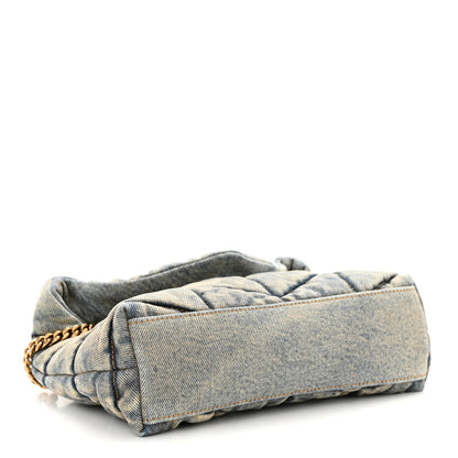 Saint Laurent SAINT LAURENT Denim Quilted Toy Loulou Puffer Monogram Chain Satchel Blue Cinnamon 4 of 14