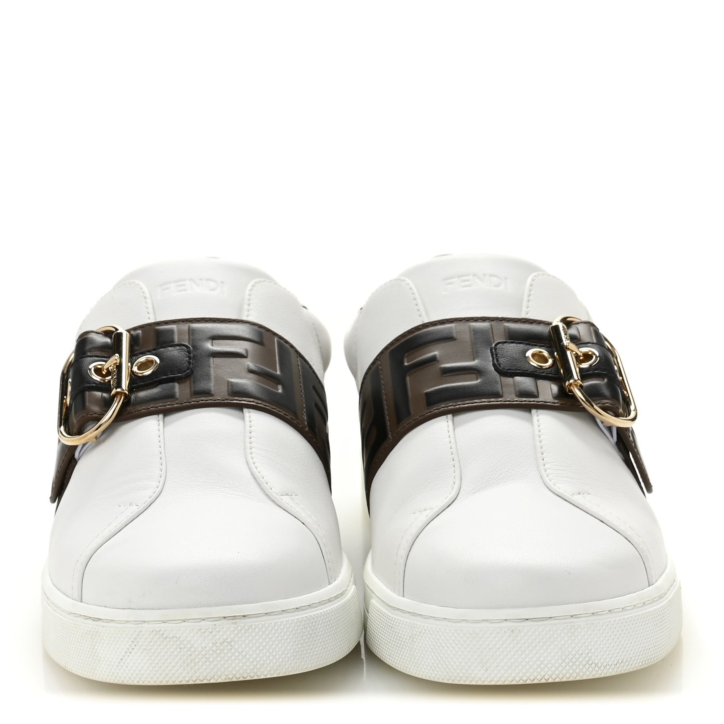 Vitello FF Embossed Womens Slip On Sneakers  39.5 White Maya Black