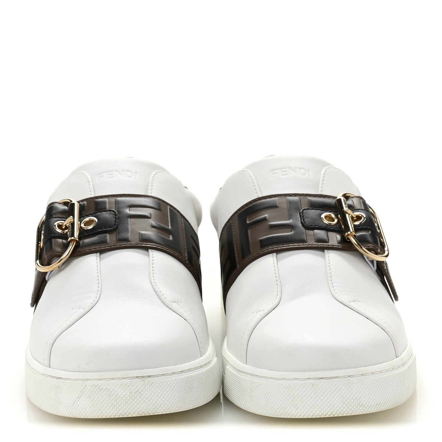Fendi Vitello FF Embossed Womens Slip On Sneakers  39.5 White Maya Black 3 of 10