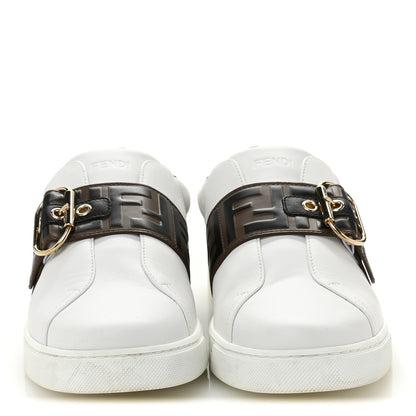 Fendi Vitello FF Embossed Womens Slip On Sneakers  39.5 White Maya Black 3 of 10