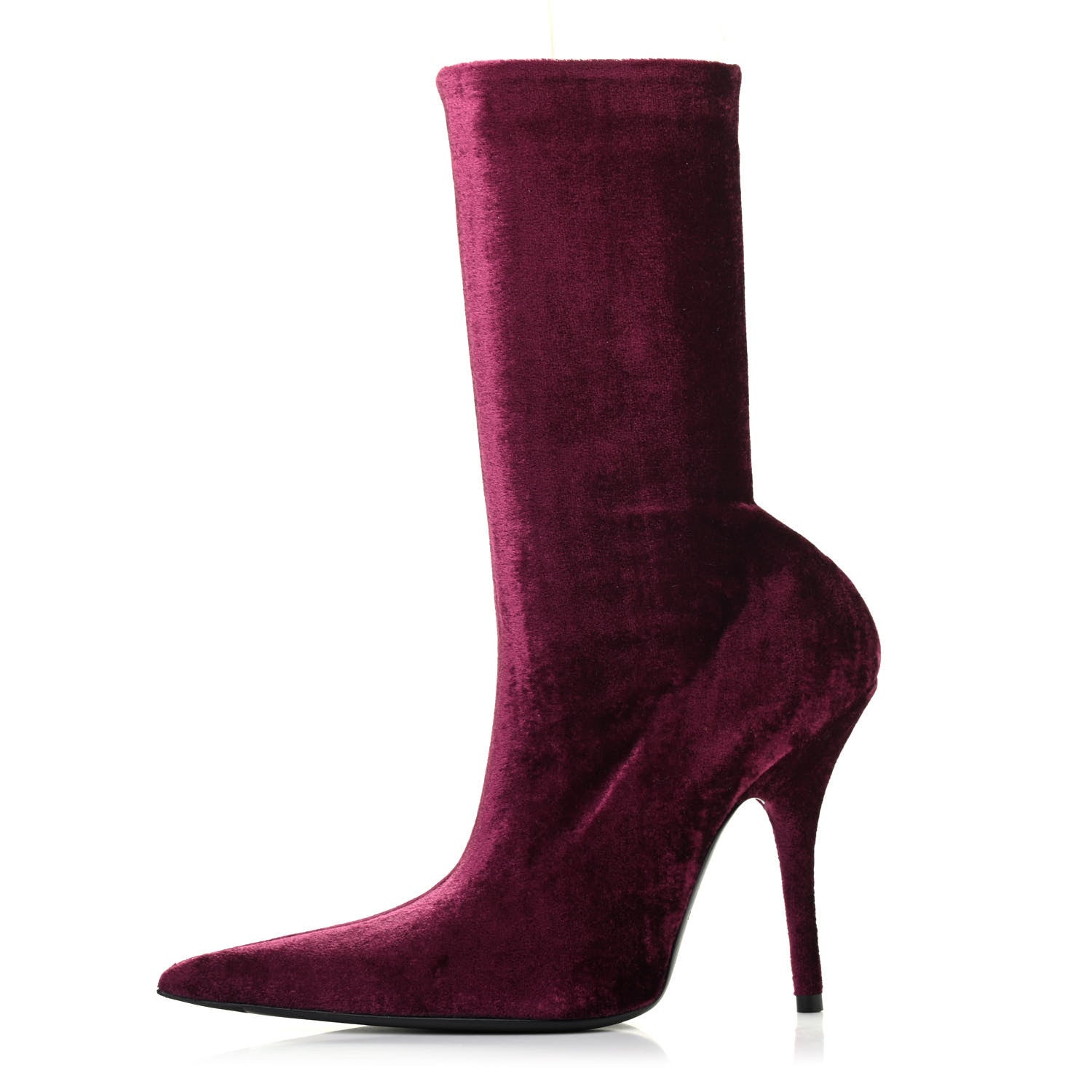 Balenciaga Velvet Extreme Pointed Toe Knife Booties 36 Rouge Prune 1 of 4