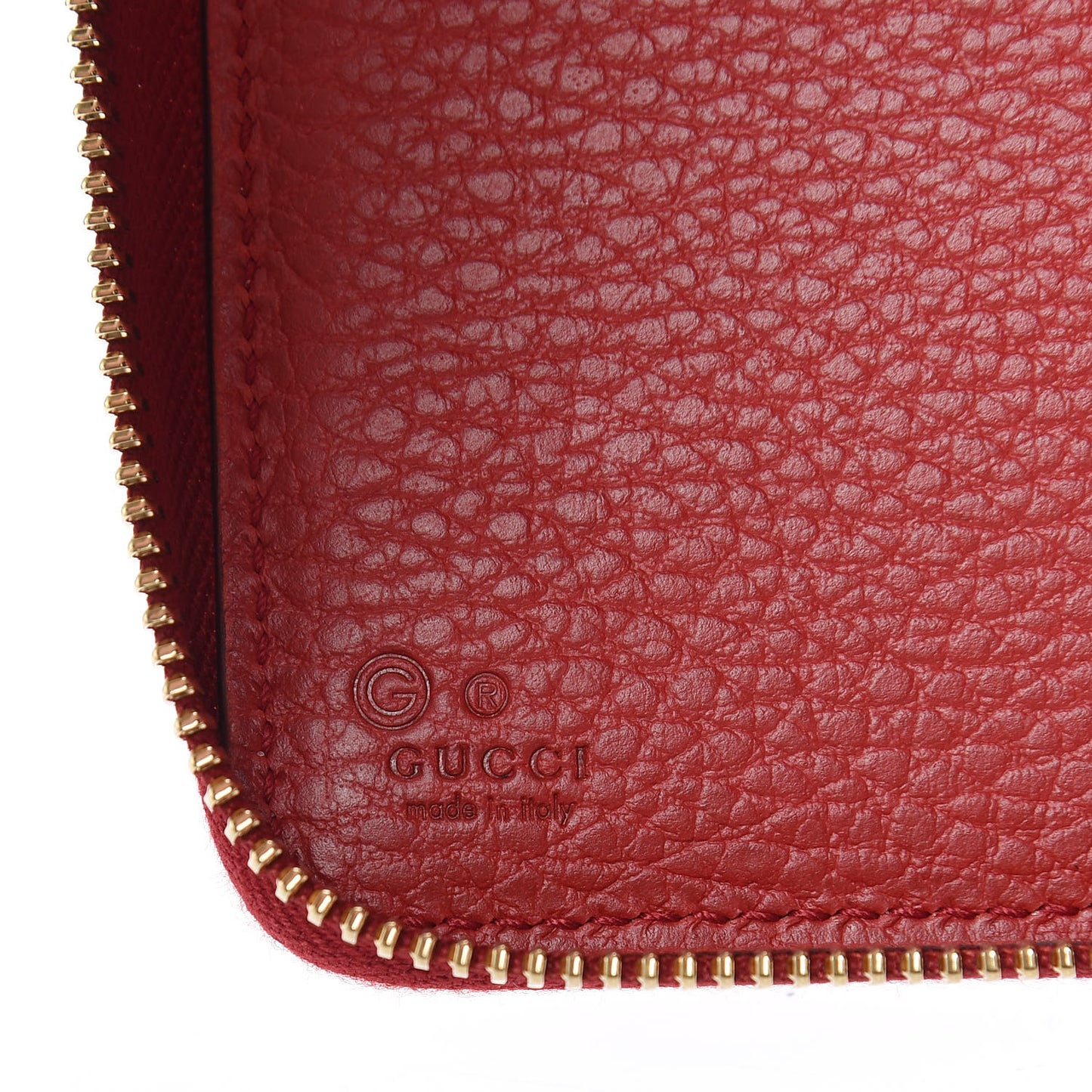 Dollar Calfskin Medium GG Zip Around Wallet Red