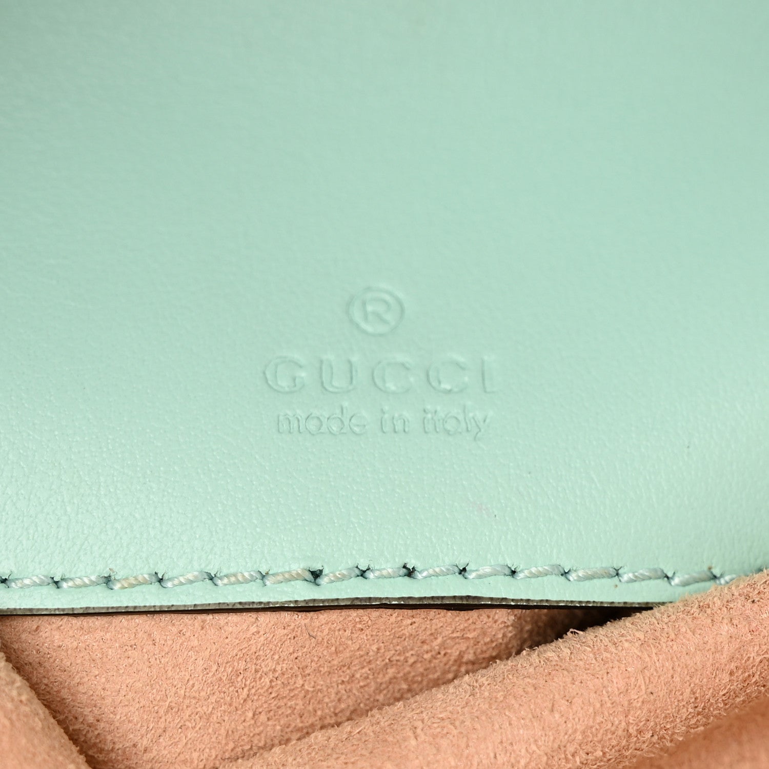 Gucci Calfskin Matelasse Mini GG Marmont Crossbody Bag Water Green 6 of 13