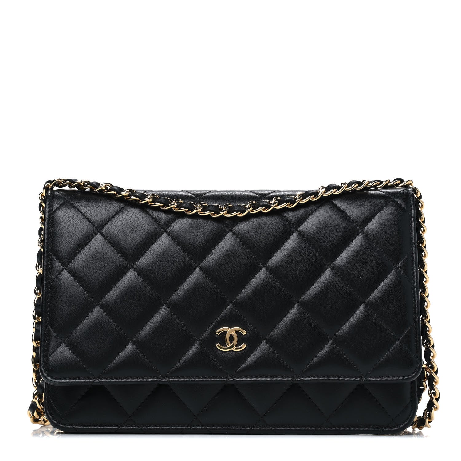 Chanel Lambskin Quilted Wallet On Chain WOC Black 1 of 4