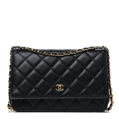 Chanel Lambskin Quilted Wallet On Chain WOC Black 1 of 4