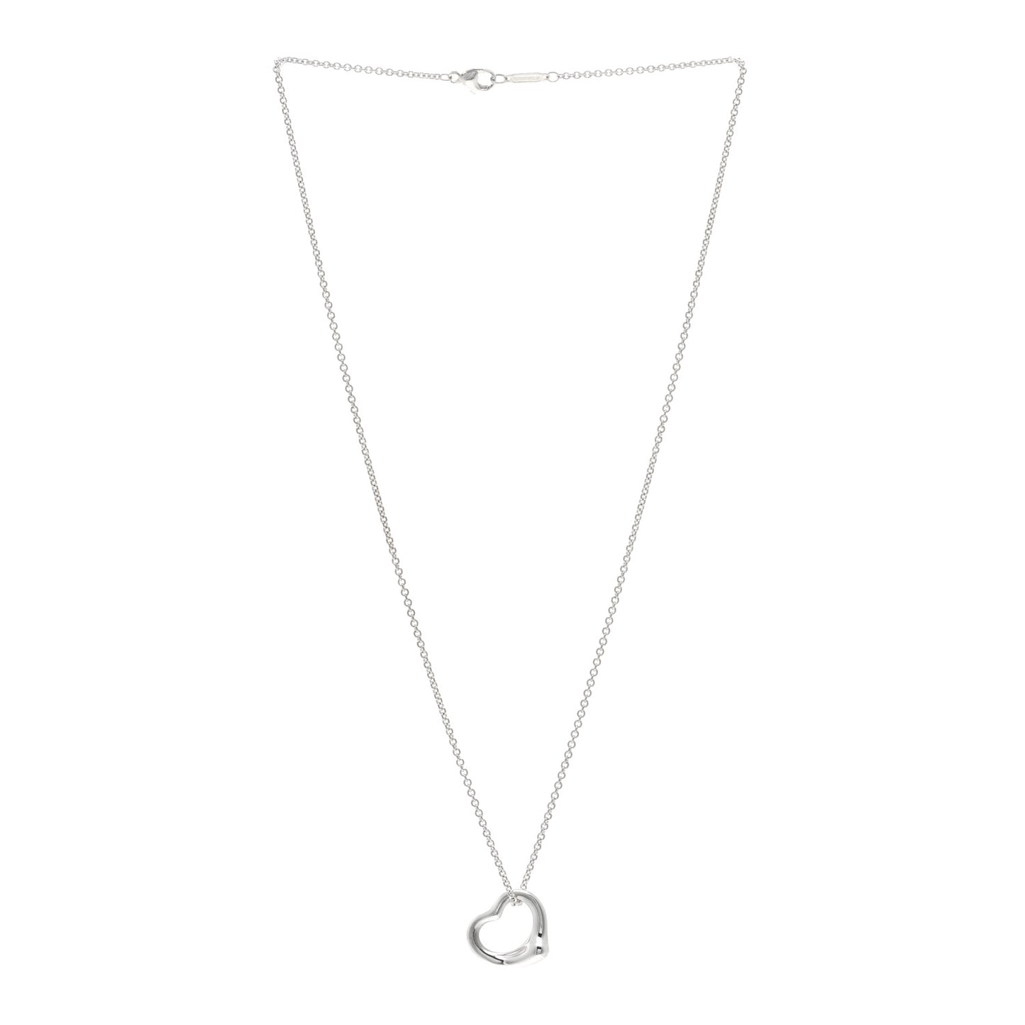 Sterling Silver 16mm Elsa Peretti Open Heart Pendant Necklace
