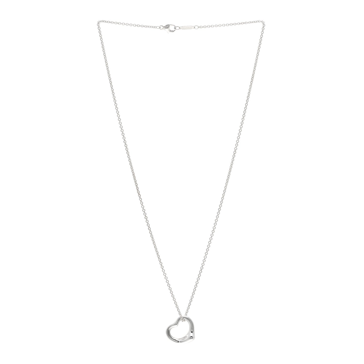 Tiffany Sterling Silver 16mm Elsa Peretti Open Heart Pendant Necklace 3 of 4