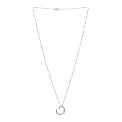 Tiffany Sterling Silver 16mm Elsa Peretti Open Heart Pendant Necklace 3 of 4