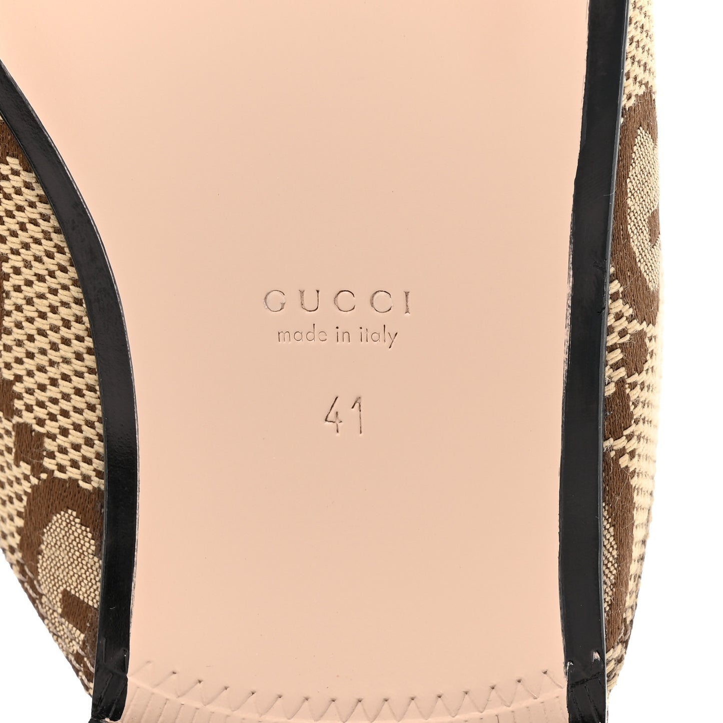 Monogram Jumbo GG Malaga Kid Womens Princetown Slippers 41 Camel Ebony New Acero Beige