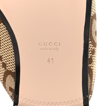 Gucci Monogram Jumbo GG Malaga Kid Womens Princetown Slippers 41 Camel Ebony New Acero Beige 6 of 8