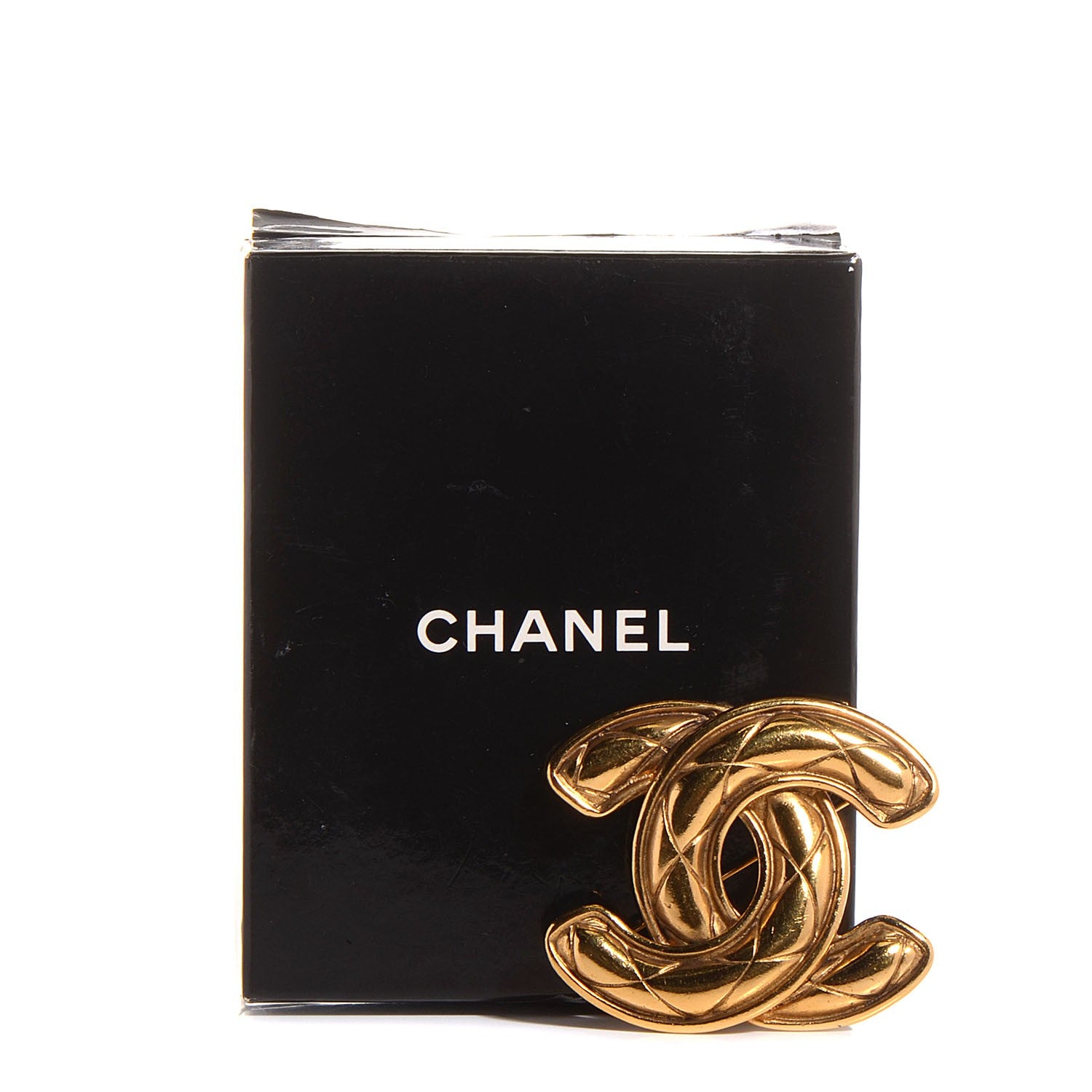 Chanel Metal Quilted Large CC Brooch Gold 5 of 5