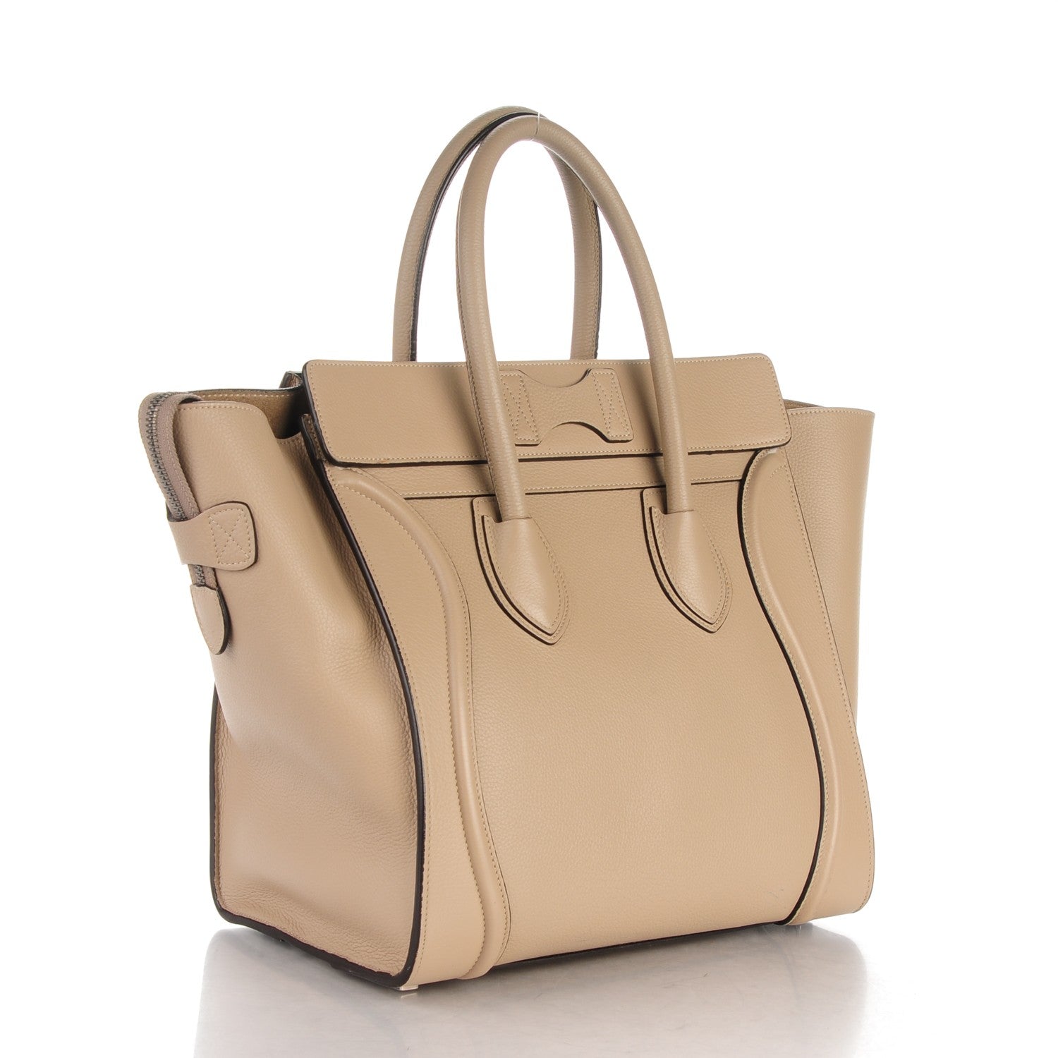 Celine Drummed Calfskin Mini Luggage Dune 3 of 9