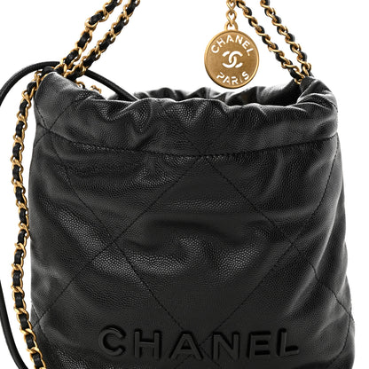 Chanel Shiny Caviar Quilted Monochrome Mini Chanel 22 Black 8 of 11