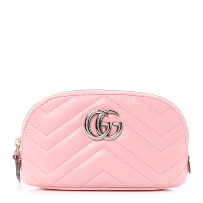 Gucci Calfskin Matelasse GG Marmont Pouch Cosmetic Case Wild Rose 1 of 11