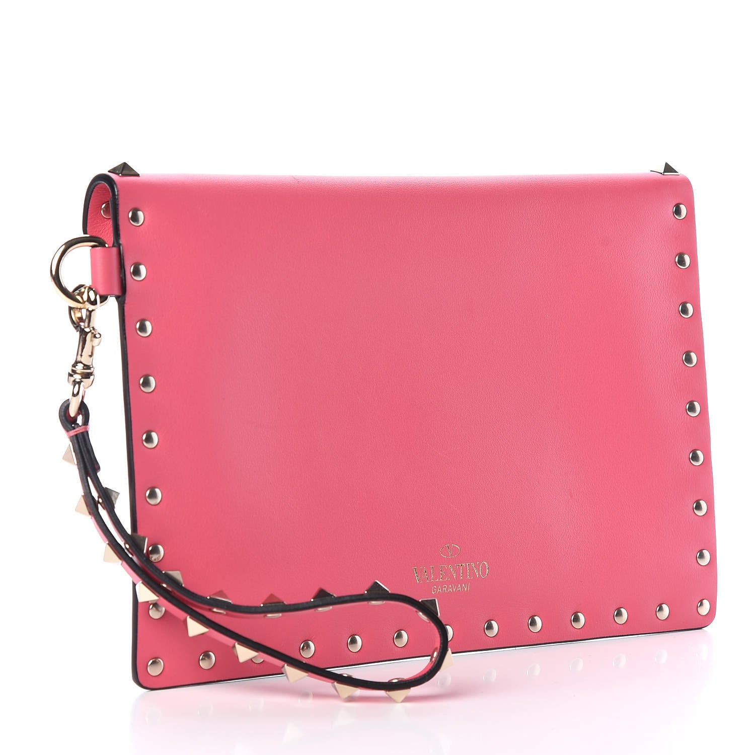 Valentino Garavani Vitello Medium Rockstud Envelope Flat Wristlet Pouch Shadow Pink 3 of 10
