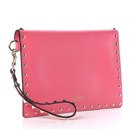 Valentino Garavani Vitello Medium Rockstud Envelope Flat Wristlet Pouch Shadow Pink 3 of 10