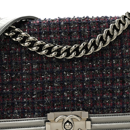 Chanel Tweed Metallic Lambskin Medium Boy Flap Silver 8 of 12