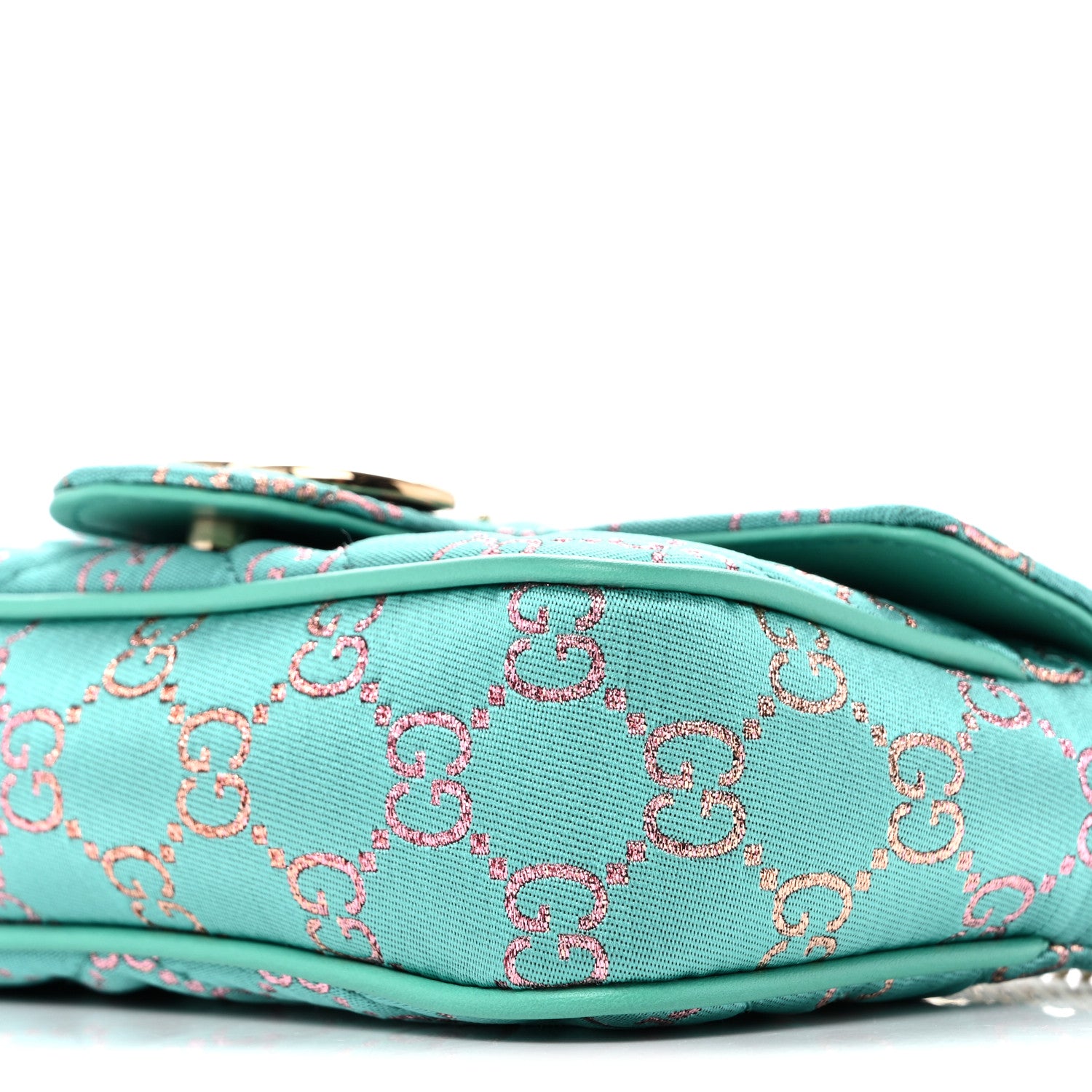 Gucci Canvas Lame GG Monogram Super Mini GG Marmont Shoulder Bag Turquoise Multicolor 10 of 10