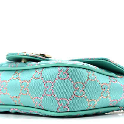 Gucci Canvas Lame GG Monogram Super Mini GG Marmont Shoulder Bag Turquoise Multicolor 10 of 10