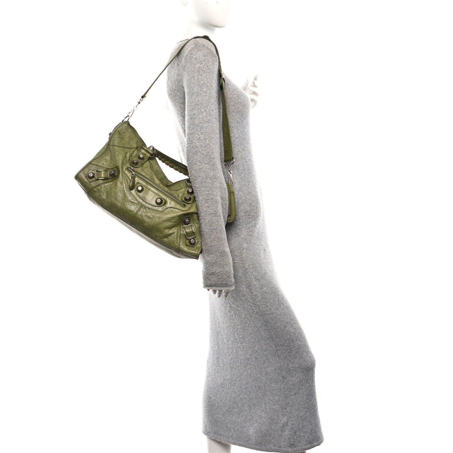 Agneau Giant 21 Silver Hardware Part Time Olive