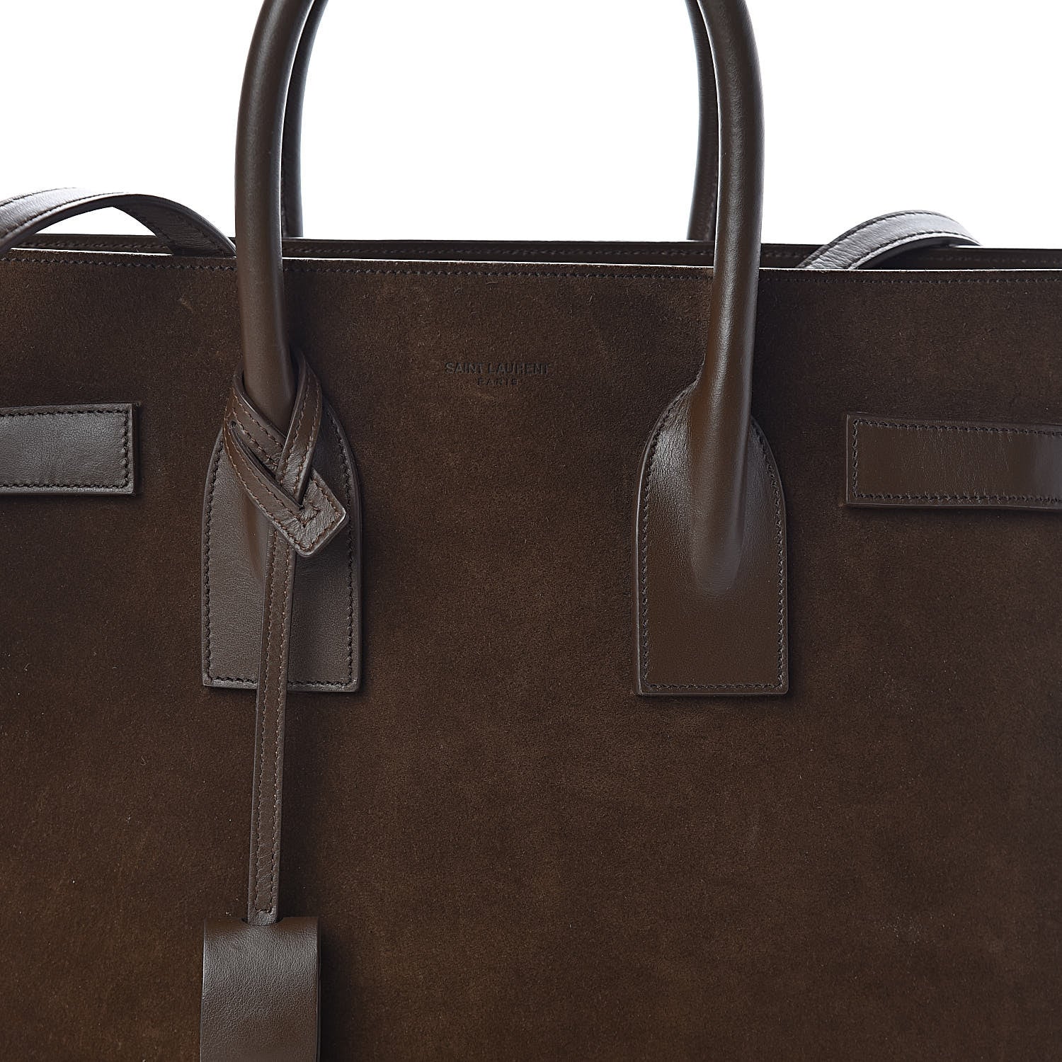 Saint Laurent Suede Calfskin Small Sac De Jour Military Brown 9 of 9