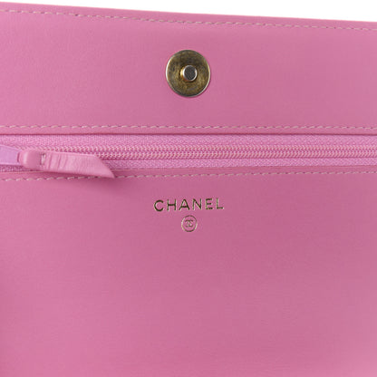 Chanel Caviar Quilted Boy Wallet On Chain WOC Pink 6 of 11