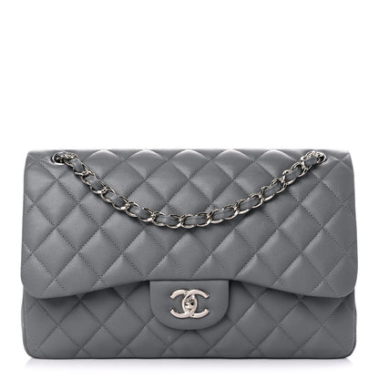 Chanel Caviar Quilted Jumbo Double Flap Grey 1 of 10