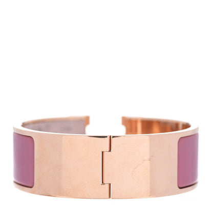 Hermes Enamel Wide Clic Clac H Bracelet PM Rose Velours 3 of 4