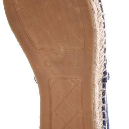 Chanel Denim Toile CC Espadrilles 39 Navy Black 8 of 10