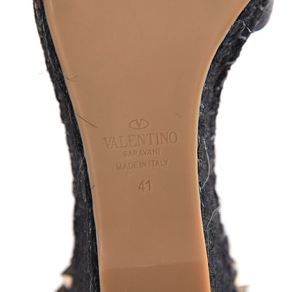 Valentino Garavani Grained Calfskin Rockstud Ankle Wrap Espadrille 15/85mm Wedges 41 Deep Denim 6 of 10