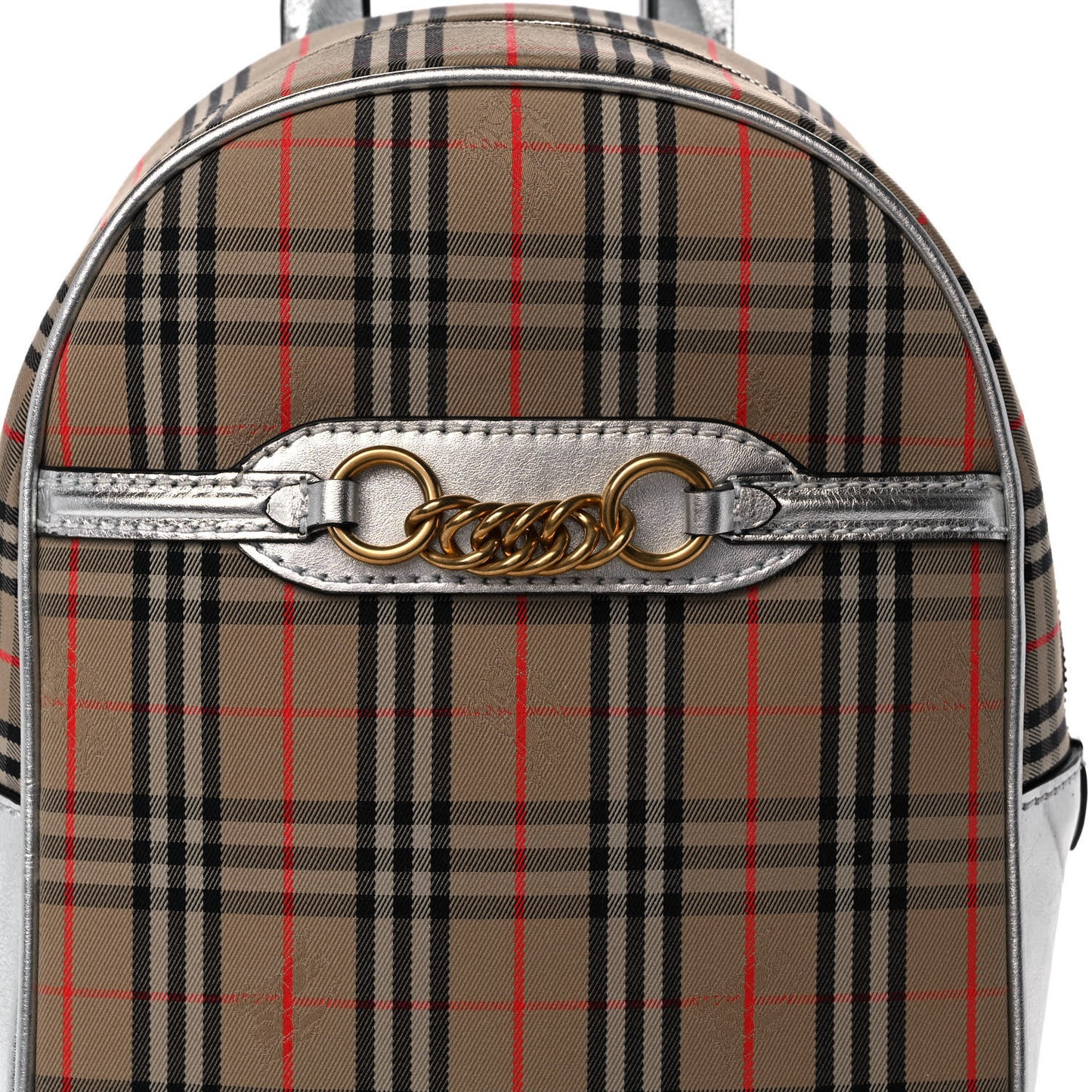 Smooth Calfskin 1983 Knight Check Link Backpack Silver