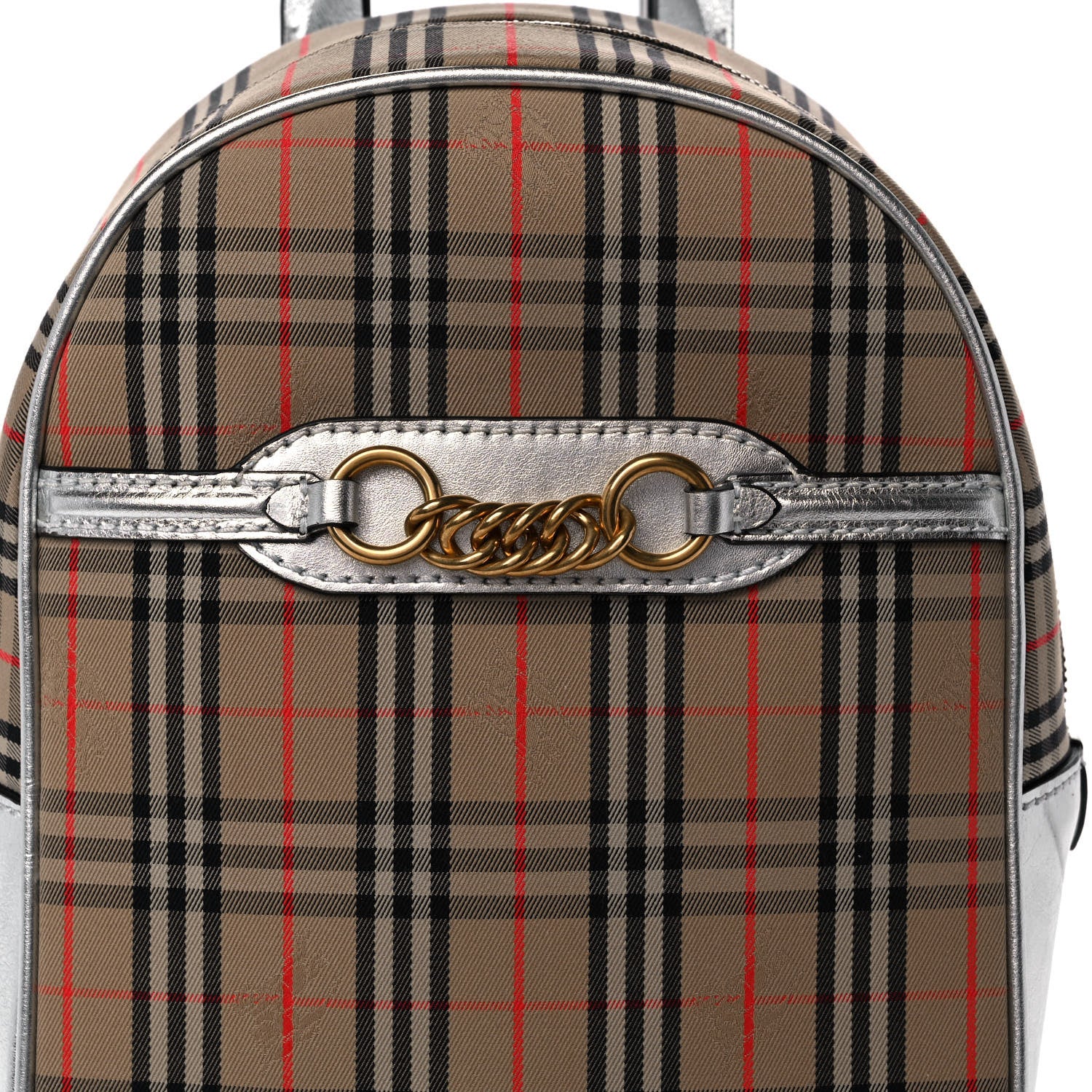 Burberry Smooth Calfskin 1983 Knight Check Link Backpack Silver 7 of 9