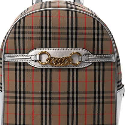 Burberry Smooth Calfskin 1983 Knight Check Link Backpack Silver 7 of 9