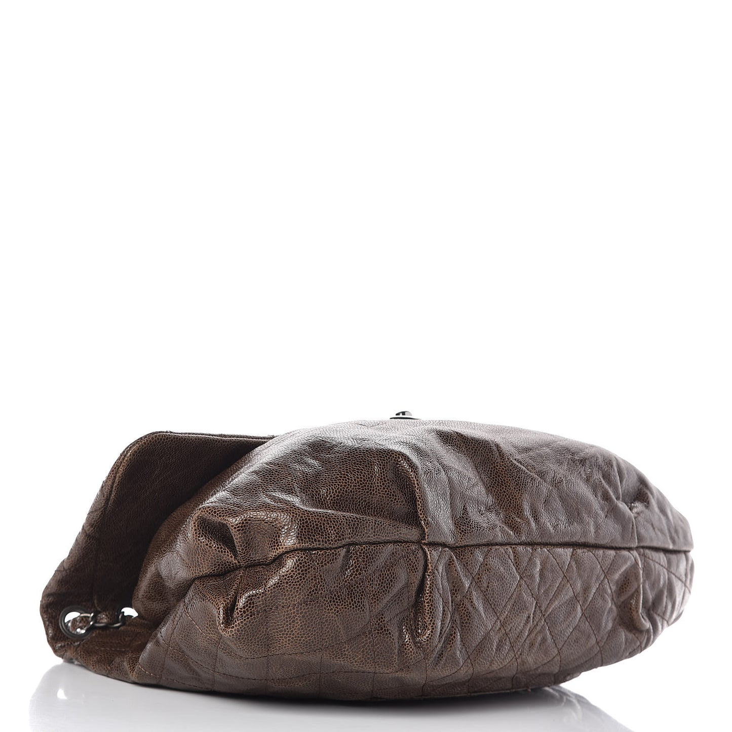 Grained Calfskin Quilted Maxi Elastic Flap Brown