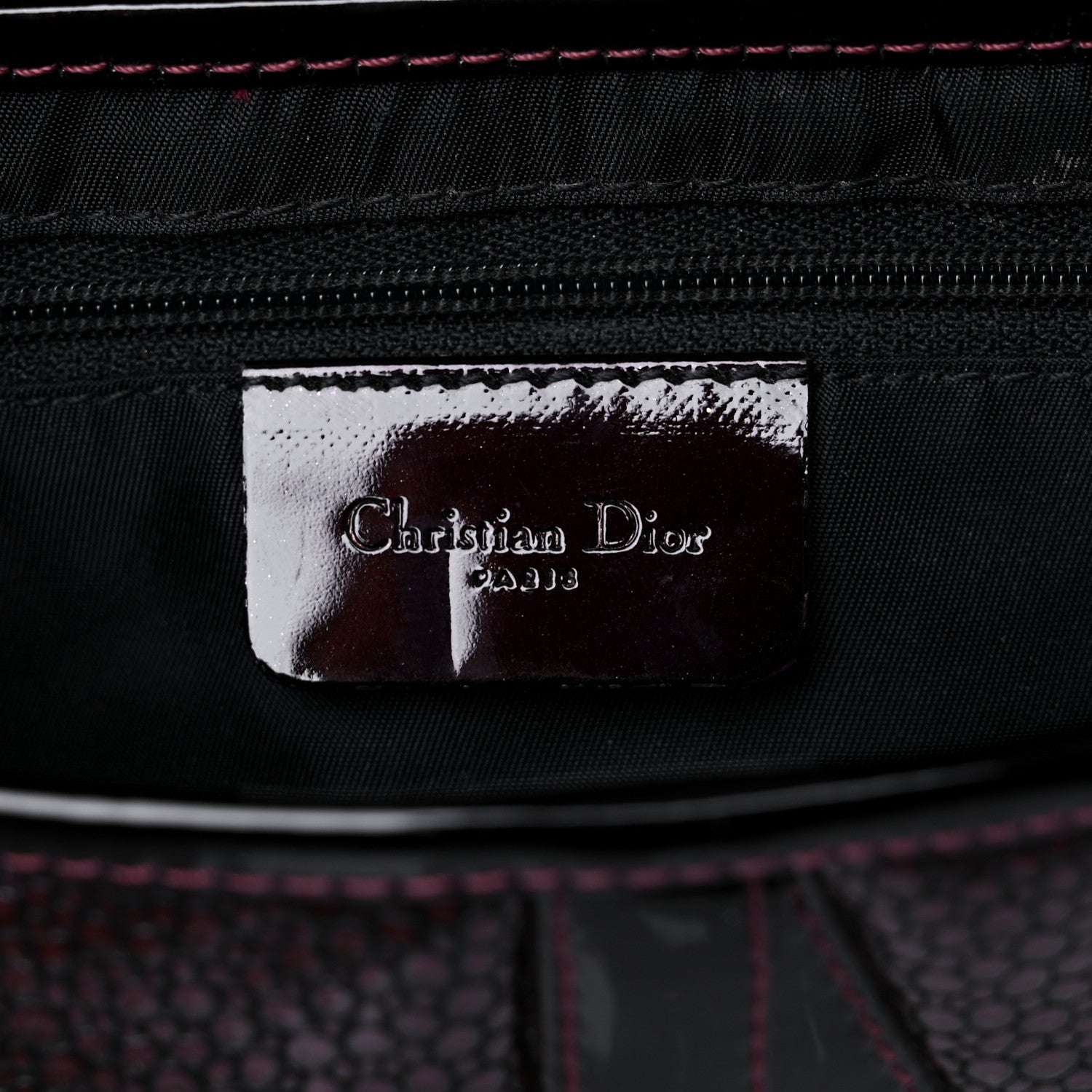 Christian Dior Calfskin Stingray Embossed Saddle Bag Red 6 of 15