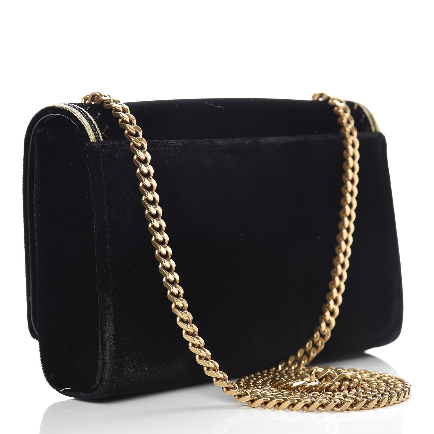 Saint Laurent Velvet Embroidered Small Monogram Kate Satchel Black 3 of 12