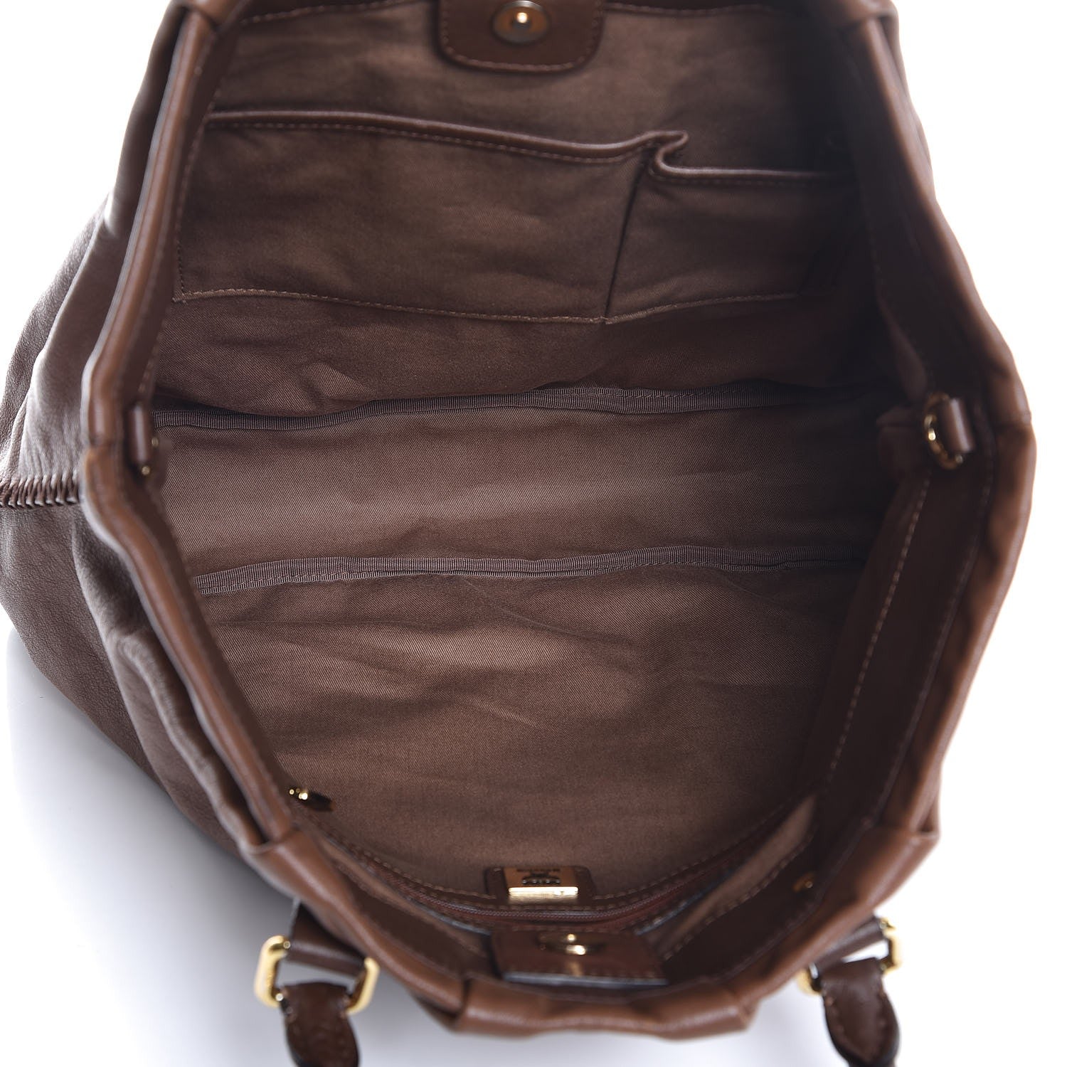 MCM Calfskin Shopper Tote Brown 5 of 9