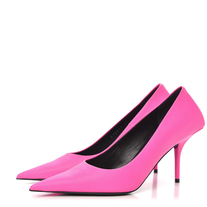 Balenciaga Soft Nappa Square Knife 80mm Pumps 37 Neon Pink 3 of 10