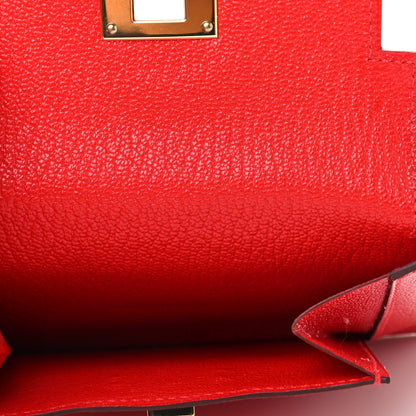 Hermes Chevre Mysore Kelly Pocket Compact Wallet Rouge de Coeur 5 of 7